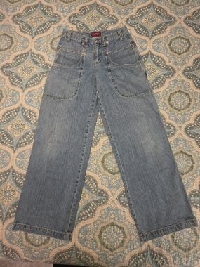 Vintage 90s Palmettos Wide Leg Jeans Grunge Skater Cargo Patch Pocket Y2k Size 3
